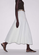 White Panelled A-Line Maxi Skirt