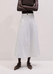White Panelled A-Line Maxi Skirt