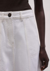 White Panelled A-Line Maxi Skirt