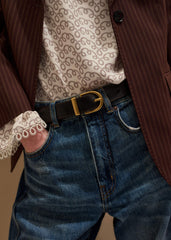Chestnut Round Buckle Reversible Belt