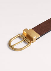 Chestnut Round Buckle Reversible Belt