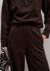Brown High Zip Neck Crop Top + Wide-Leg Track Pant Co-ord