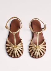 Gold Caged T-Bar Sandal