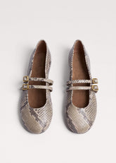 Gray Snake Print Ballet Flat