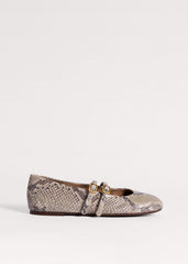 Gray Snake Print Ballet Flat
