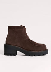 Brown Chunky Lace Up Ankle Boot