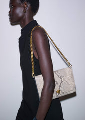 Gray Snake Print Clutch Bag