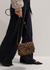 Brown 2-Way Leopard Print Crossbody Bag