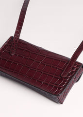 Red Red Leather Croc Print Small Pouch