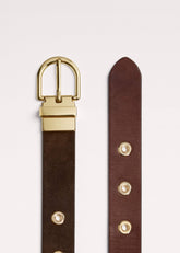 Brown Eyelet Reversible Belt