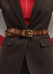 Brown Eyelet Reversible Belt