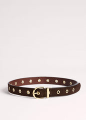 Brown Eyelet Reversible Belt