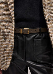 Olive Green Leather Reversible Belt
