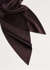 Brown Silk Satin Evening Scarf