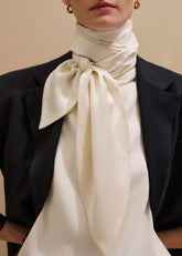 Cream Silk Satin Evening Scarf