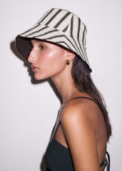 Brown Striped Reversible Bucket Hat
