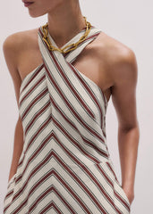Cream Crease-Less Linen Halterneck Maxi Dress