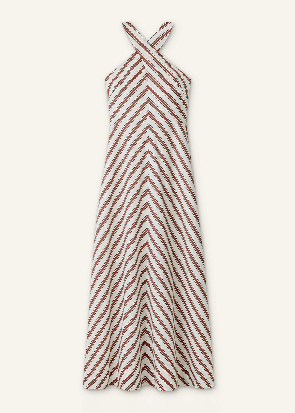 Cream Crease-Less Linen Halterneck Maxi Dress