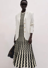 Cream Textured Pointelle Knit Stripe Maxi Dress