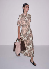 Pink Paisley Print Fit + Flare Maxi Dress