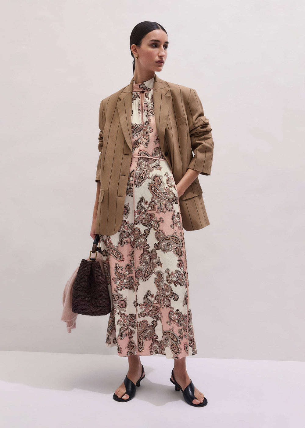 Pink Paisley Print Fit + Flare Maxi Dress