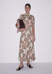 Pink Paisley Print Fit + Flare Maxi Dress