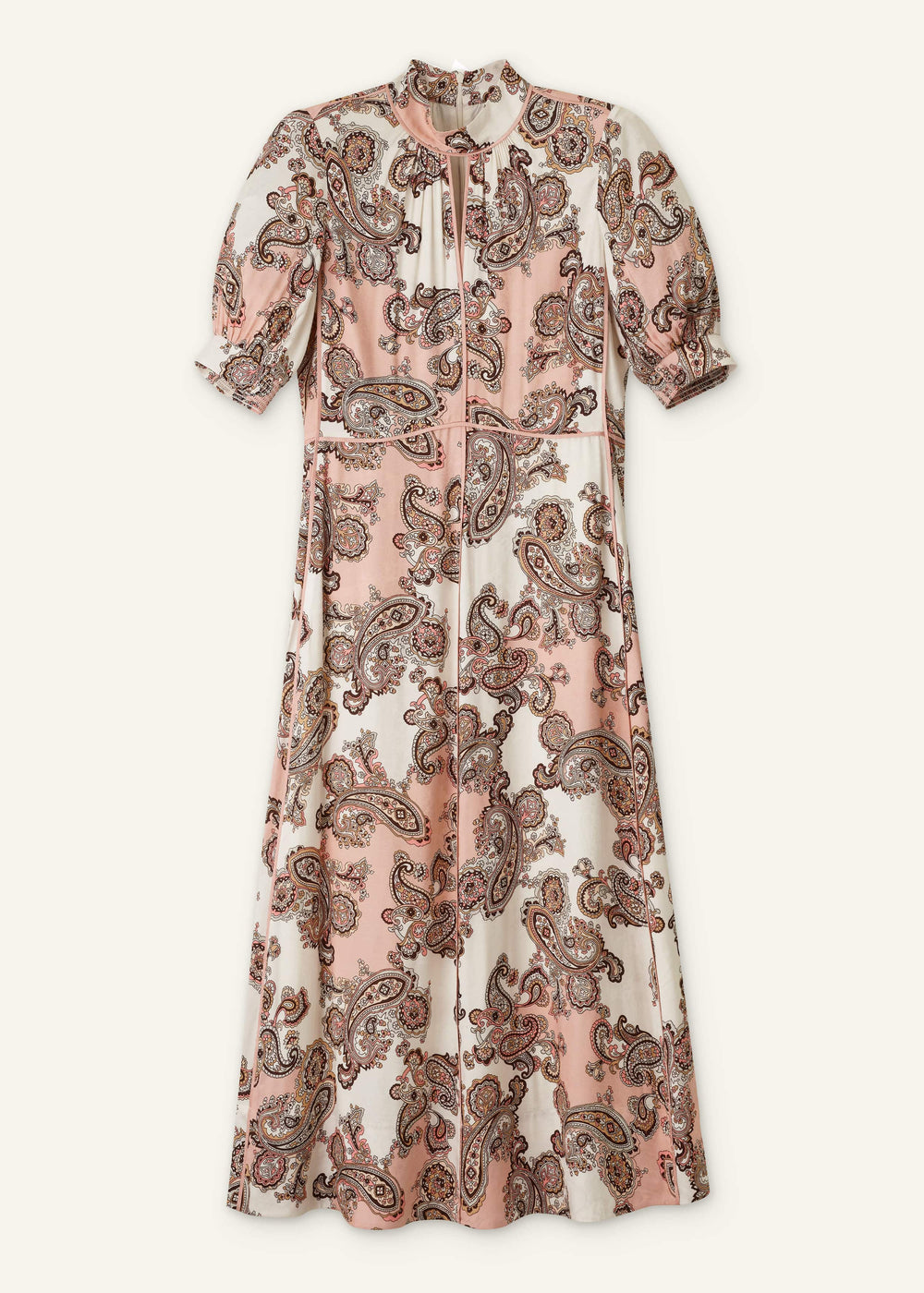 Pink Paisley Print Fit + Flare Maxi Dress