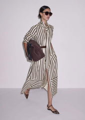 Cream Spring Stripe Maxi Dress + Belt