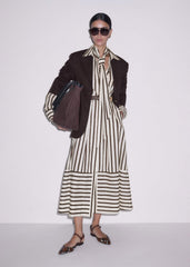 Cream Spring Stripe Maxi Dress + Belt