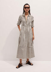 Cream Spring Stripe Maxi Dress + Belt