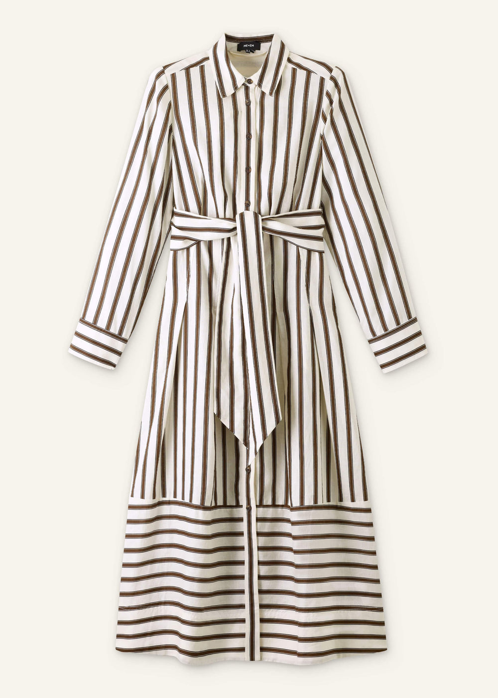 Cream Spring Stripe Maxi Dress + Belt