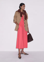 Pink Crease-Less Linen Embroidered Maxi Dress