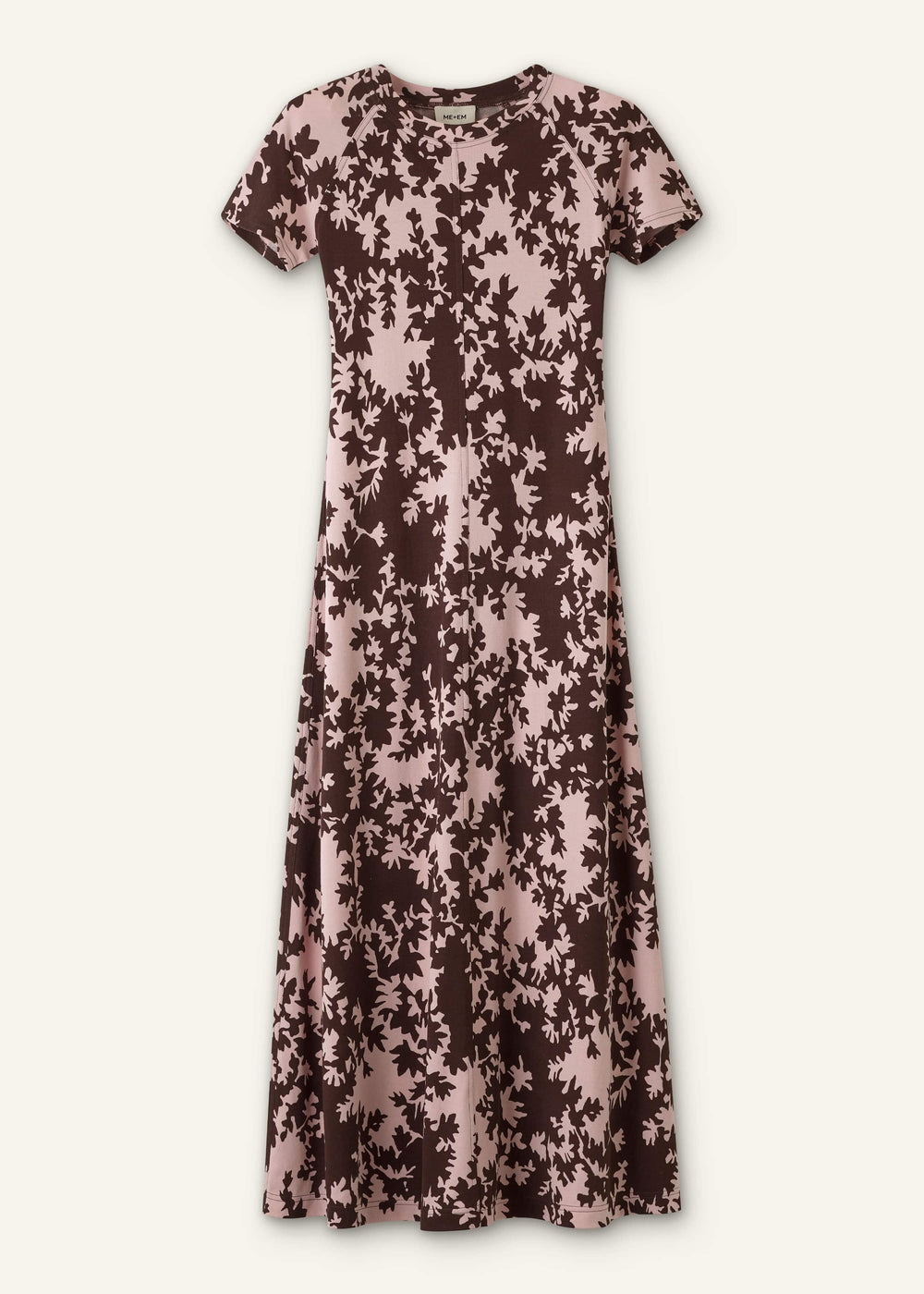 Pink Speckled Bloom Print Contour Maxi Dress