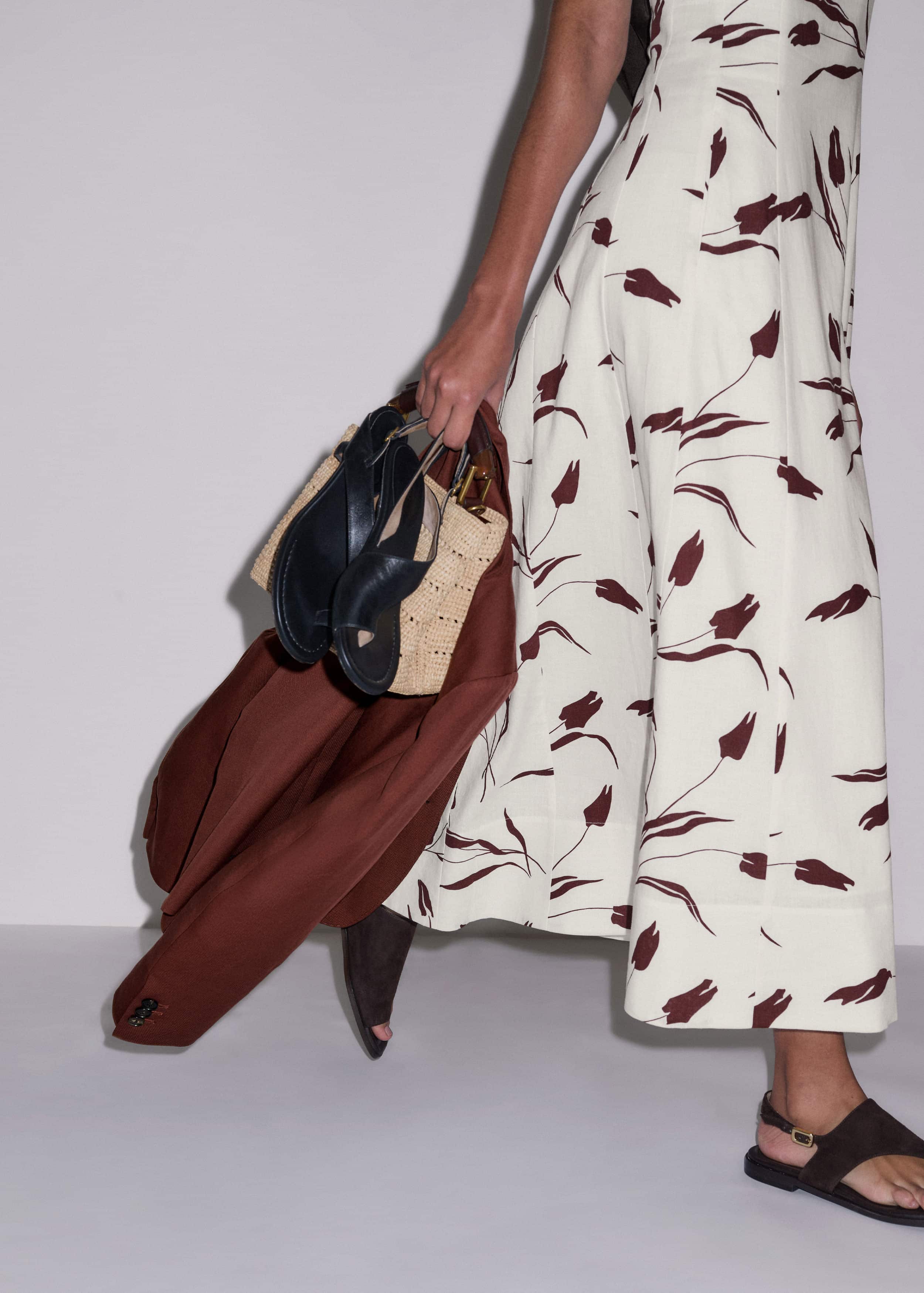 Cream Crease-Less Linen Fit + Flare Maxi Dress