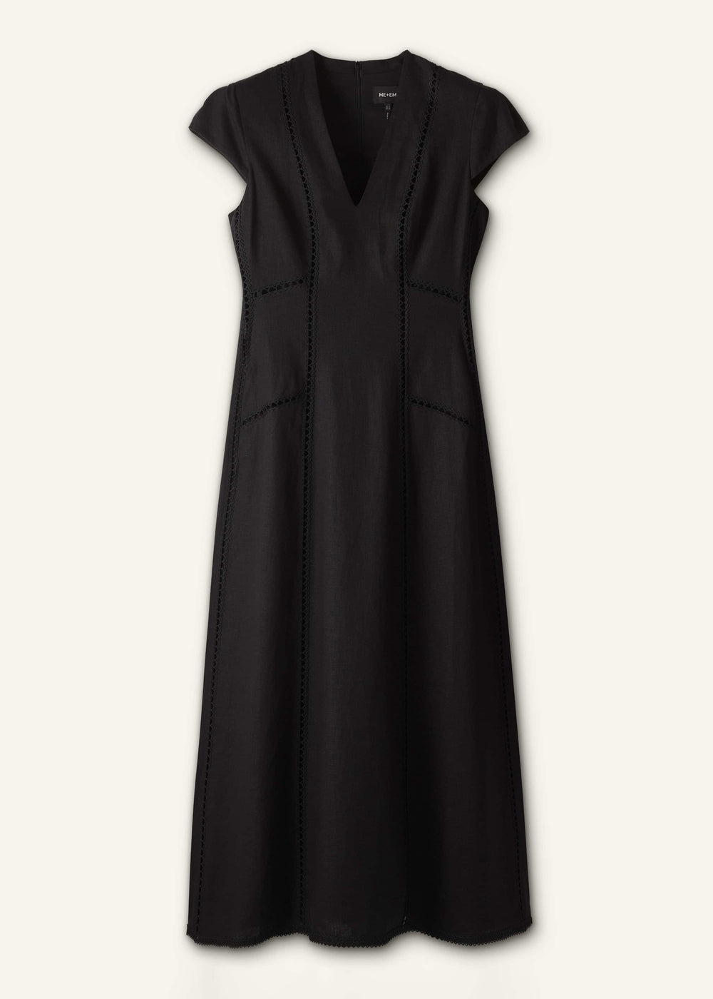 Black Crease-Less Linen Embroidered Maxi Dress