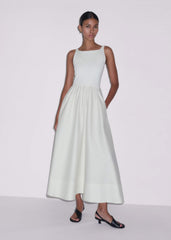 Cream Fit + Flare Maxi Dress
