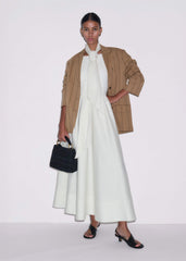 Cream Fit + Flare Maxi Dress