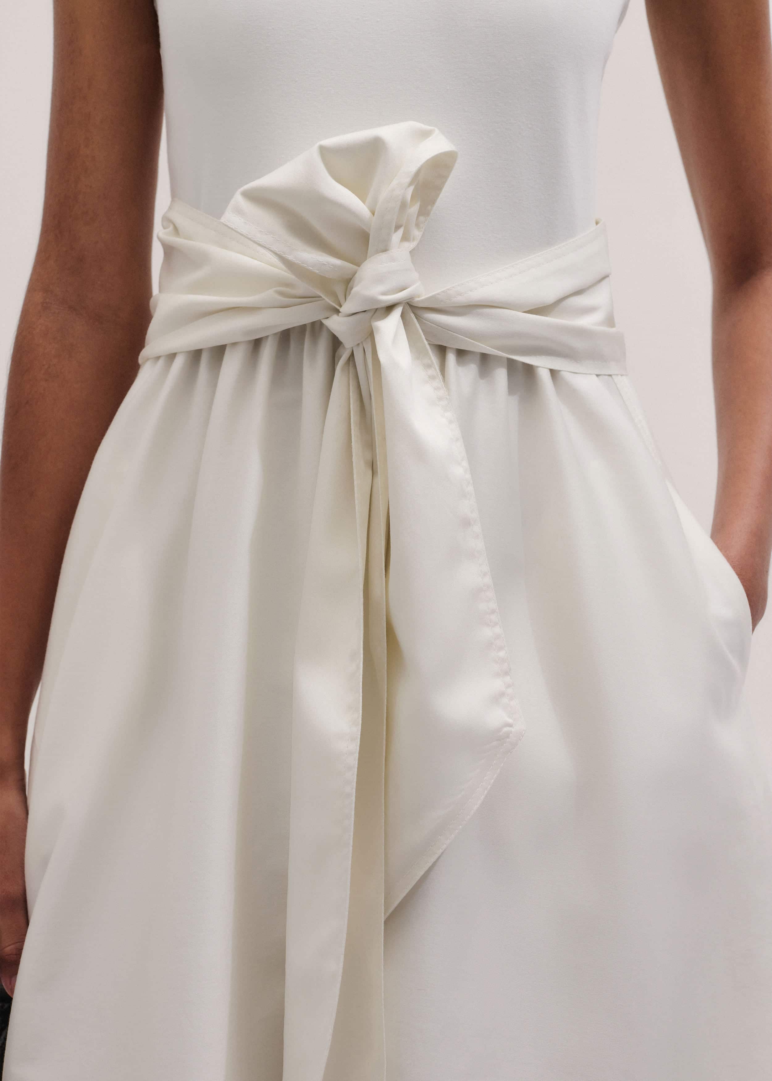 Cream Fit + Flare Maxi Dress