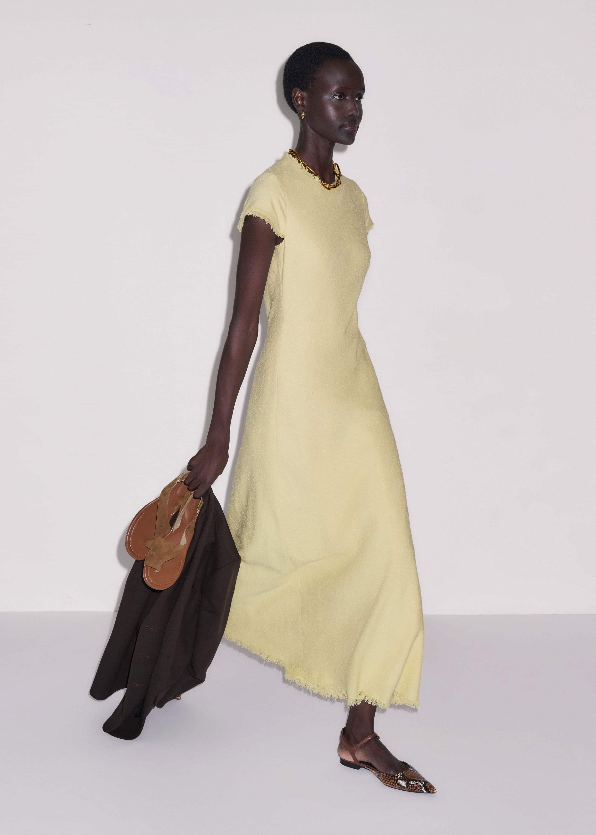 Yellow Bias Cut Maxi Dress