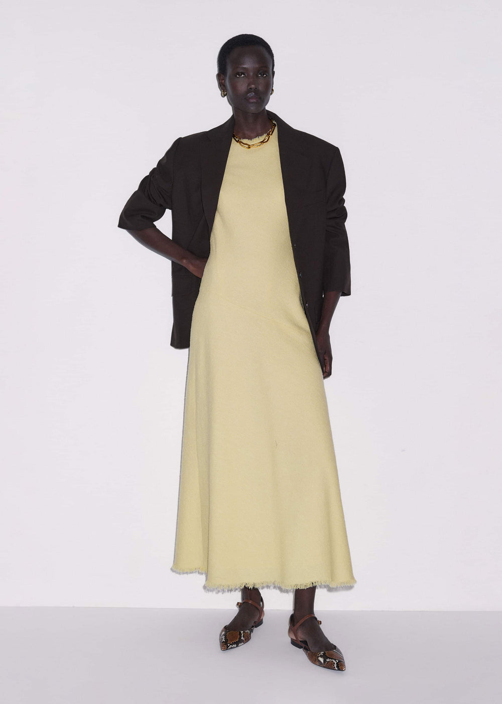 Yellow Bias Cut Maxi Dress