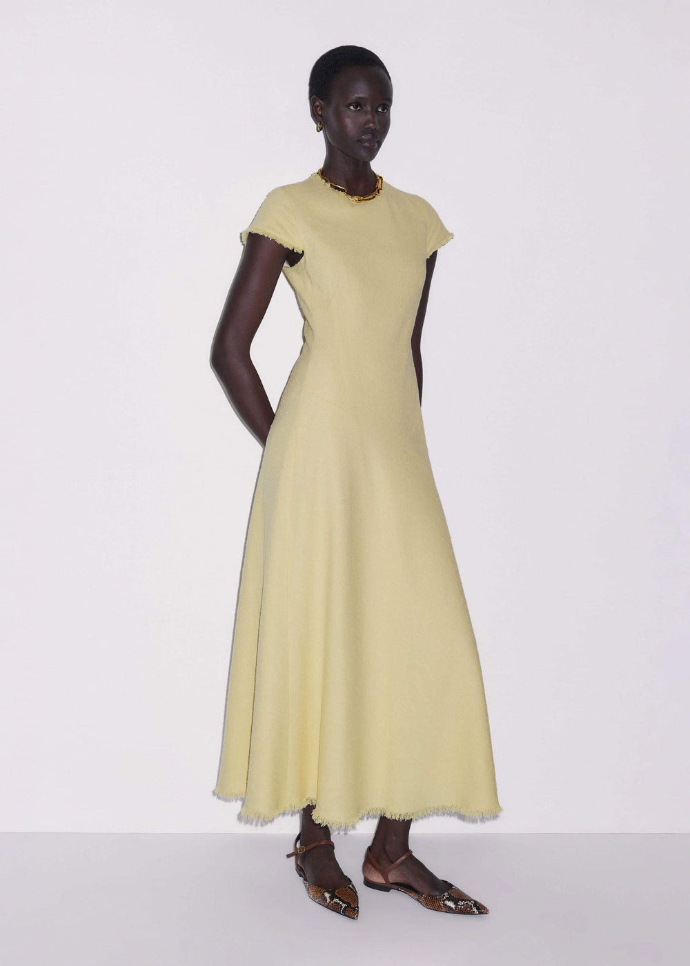 Yellow Bias Cut Maxi Dress