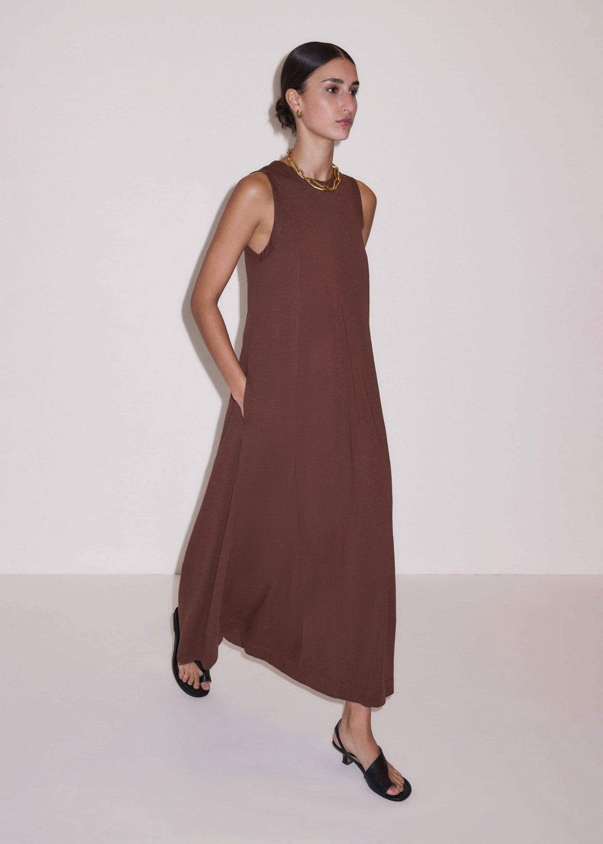 Cinnamon Brown Maxi Swing Dress