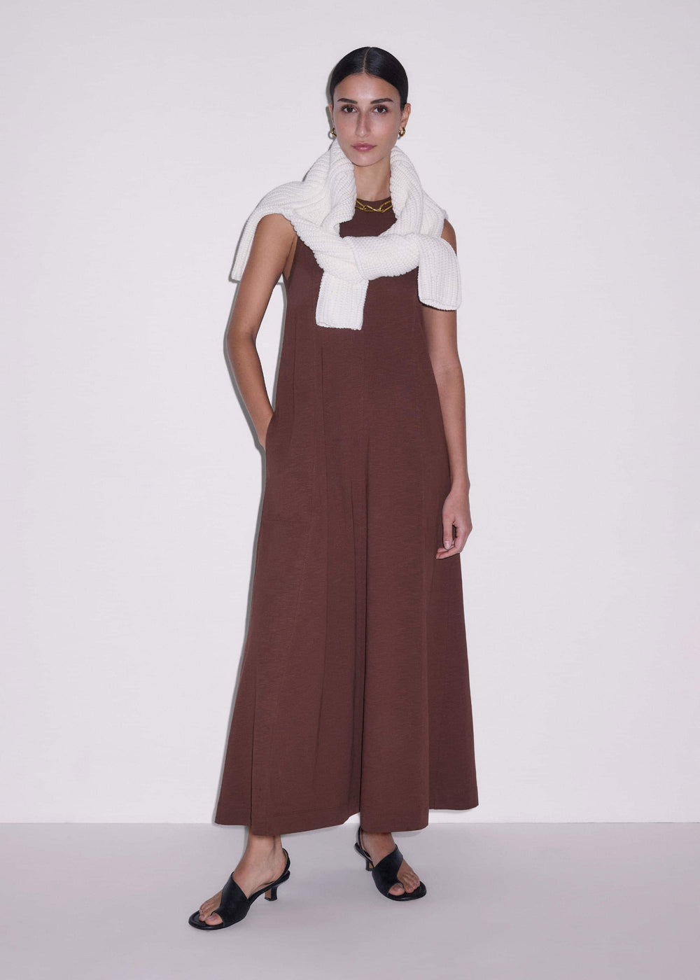Cinnamon Brown Maxi Swing Dress