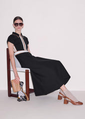Black Milano Knit Collared Maxi Dress