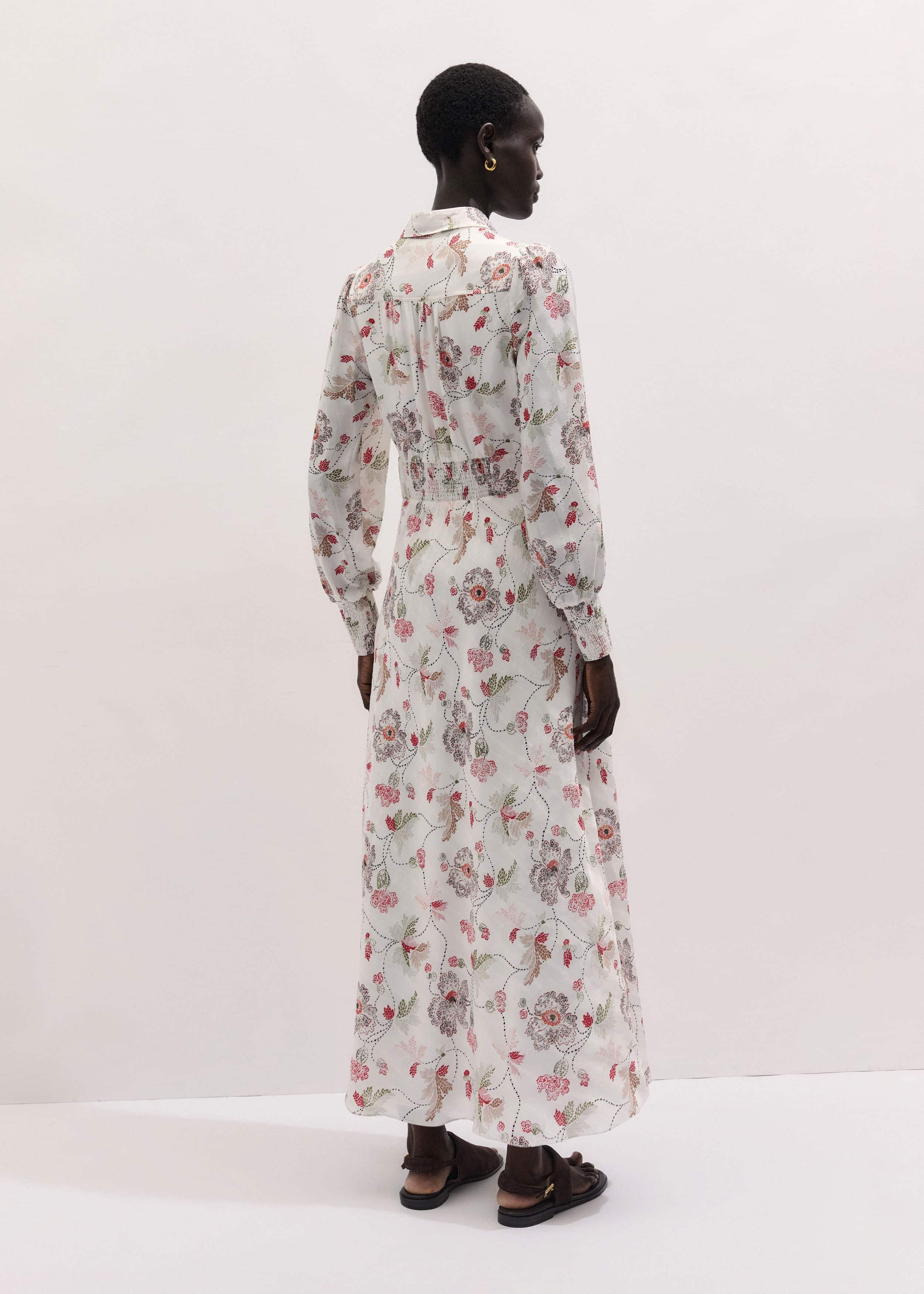 Cream Fit + Flare Maxi Dress