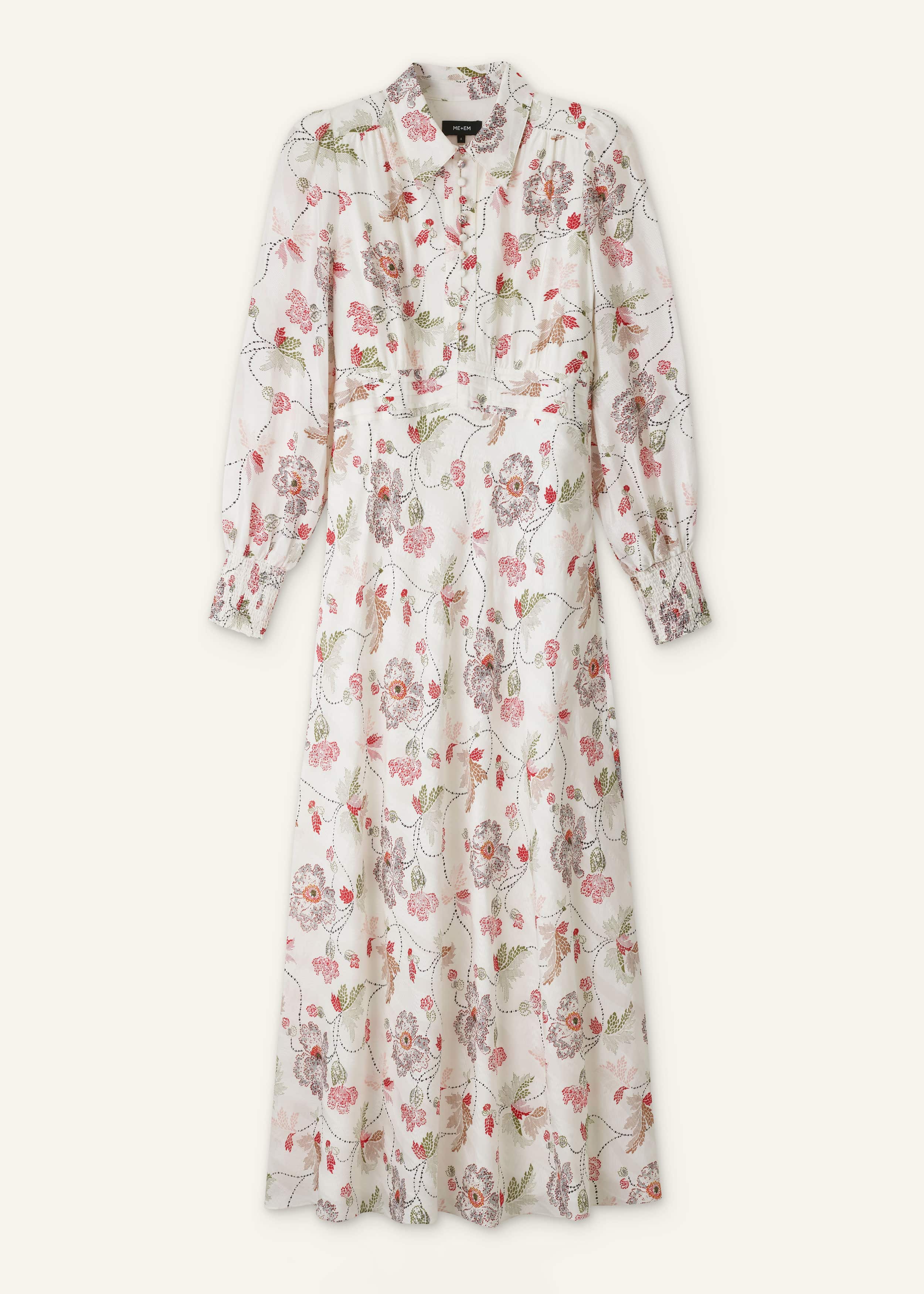 Cream Fit + Flare Maxi Dress
