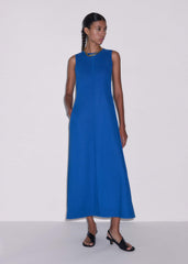 Blue Crease-Less Linen Effortless Maxi Dress