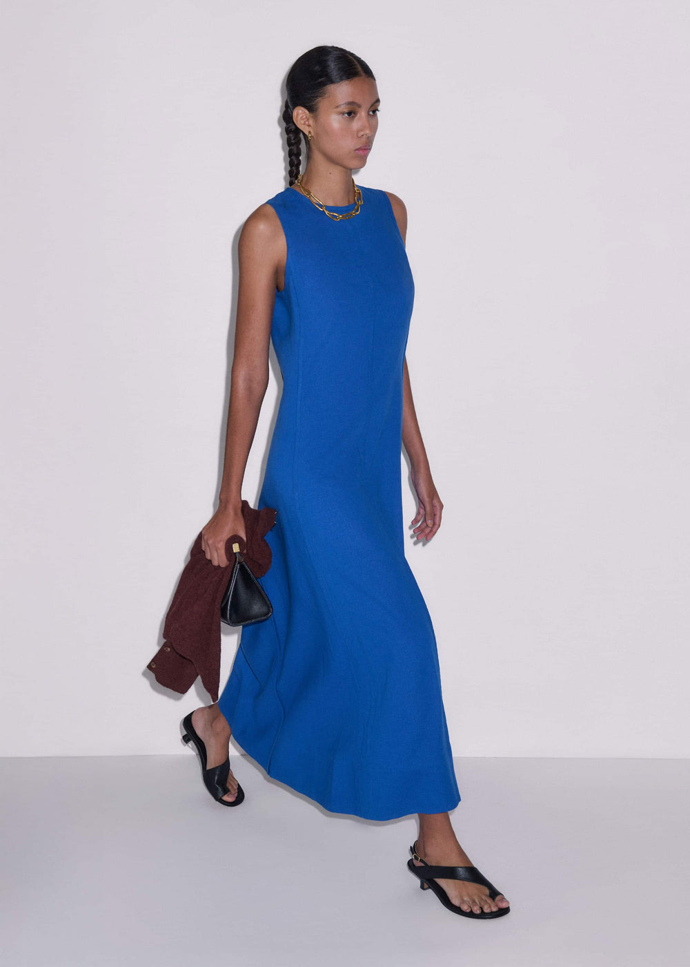 Blue Crease-Less Linen Effortless Maxi Dress