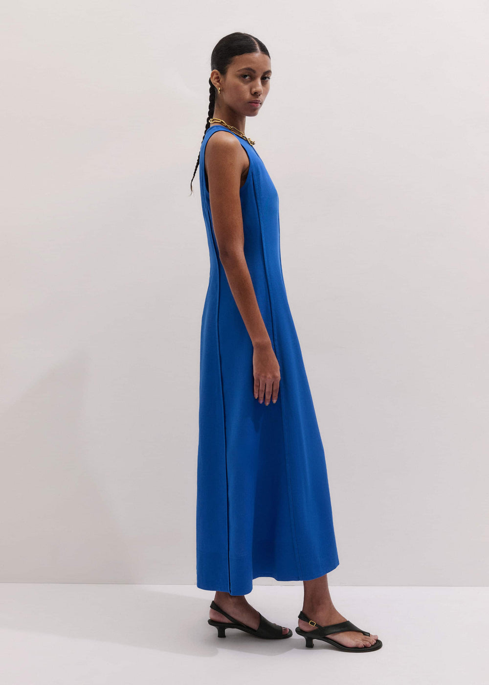 Blue Crease-Less Linen Effortless Maxi Dress
