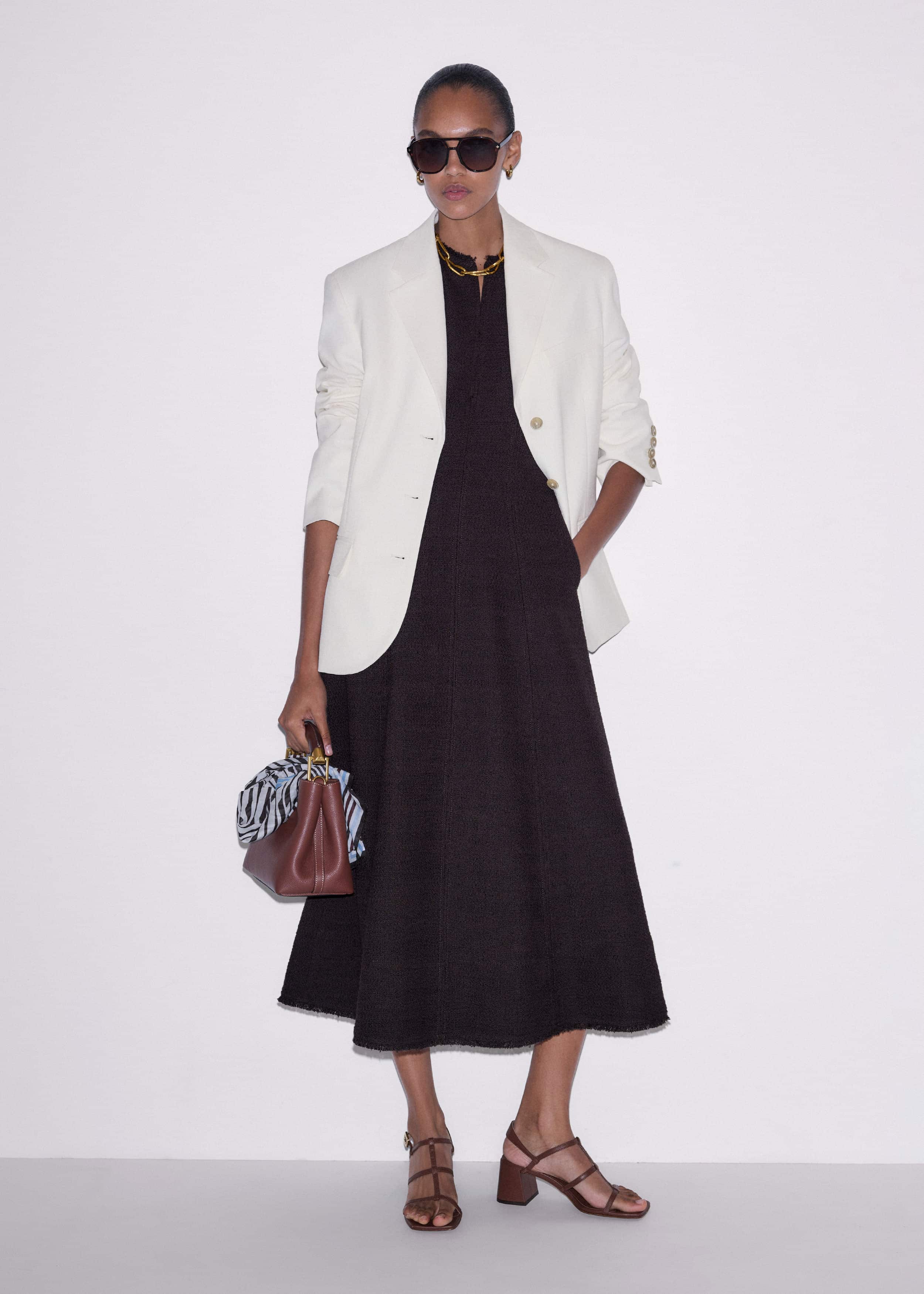 Brown Desk-To-Dinner Fit And Flare Maxi Dress